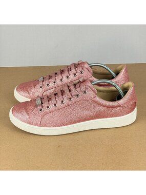 UGG Milo Glitter Sneakers Womens 10 Pink Low Top Lace Up Casual Sparkle